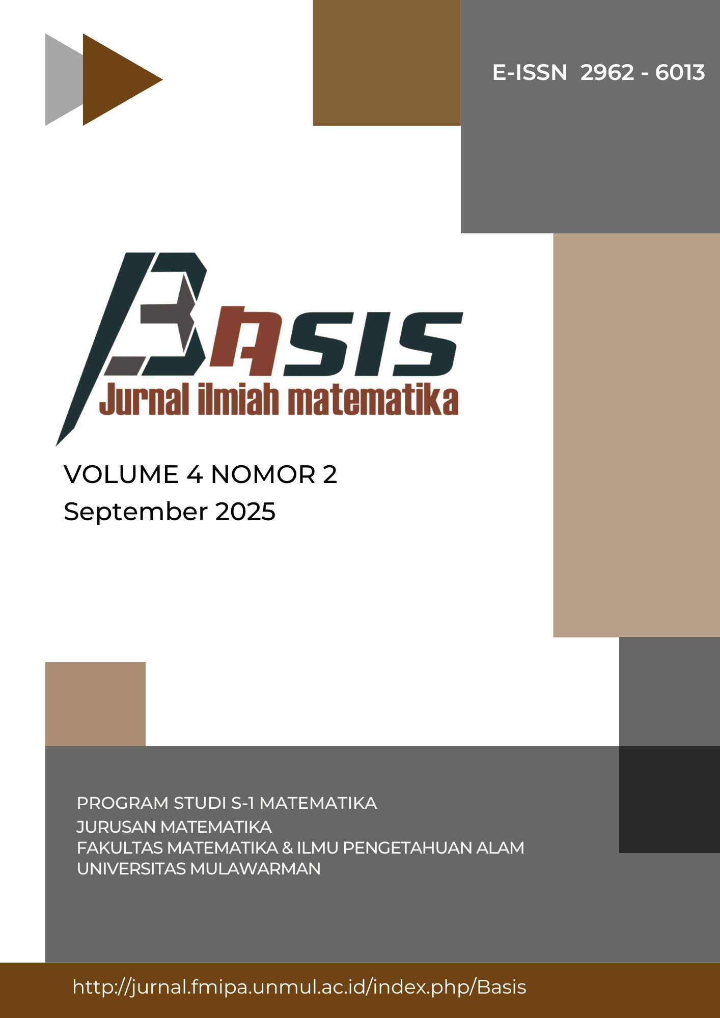 					View Vol. 4 No. 2 (2025): BASIS: Jurnal Ilmiah Matematika
				