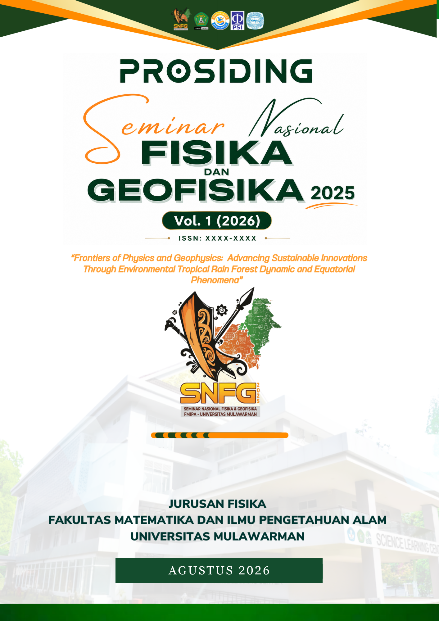 Sampul Prosiding Seminar Nasional Fisika dan Geofisika, Volume 1 Tahun 2026.